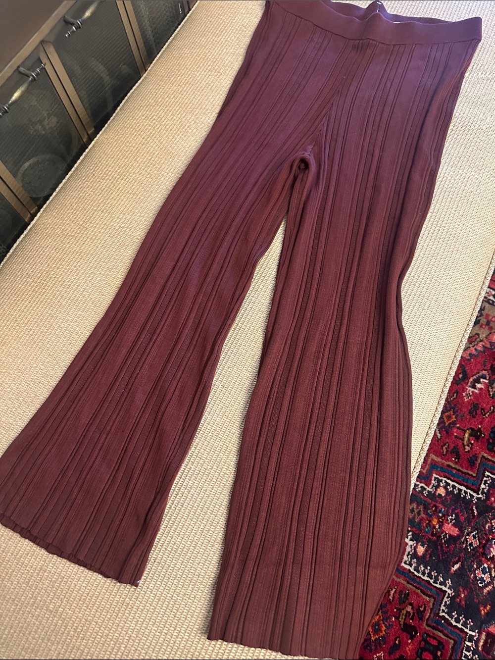 💜#72 BNWT FASHION TO FIGURE Ribbed Knit Pants - Wine